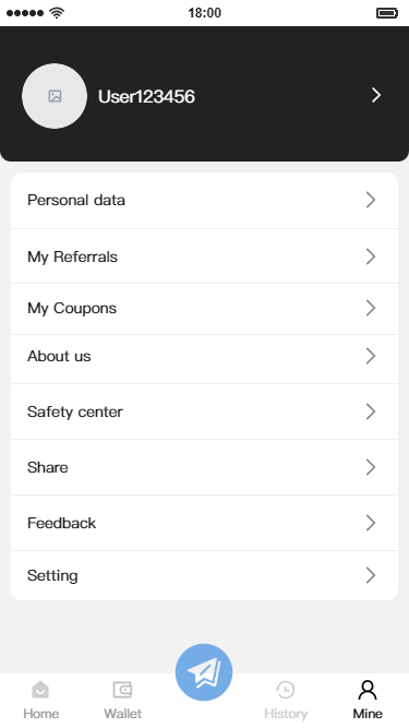 Profile screen